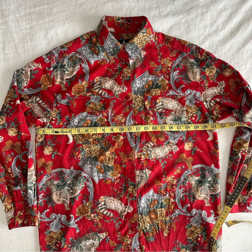 Vintage Baroque Raccoon Butterfly Partridge Blouse Hunt Club Medium - Picture 6 of 11